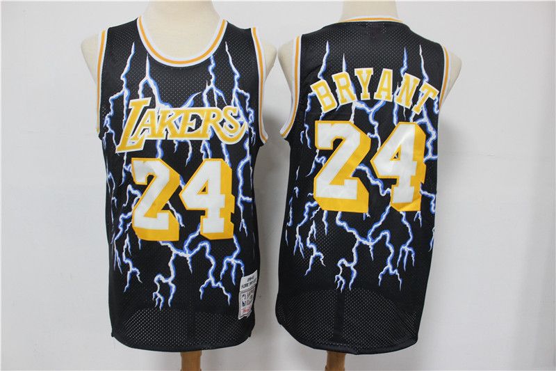 Men's Los Angeles Lakers #24 Kobe Bryant Black Hardwood Classics Lightning Limited Edition Stitched Jersey